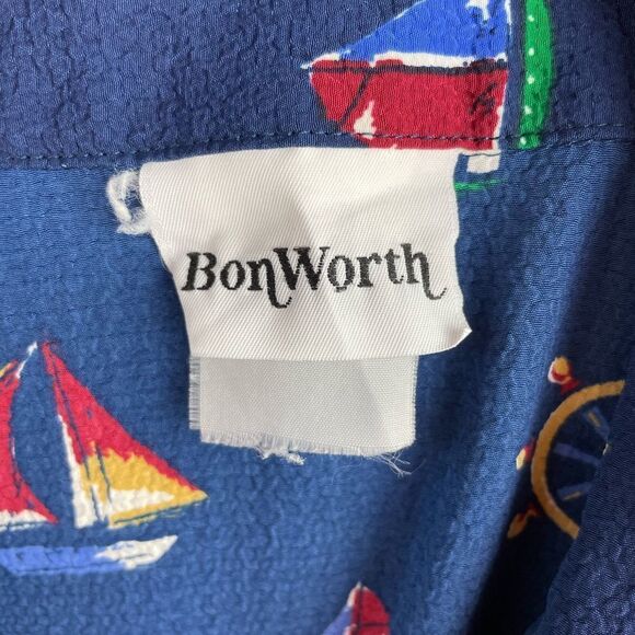 Bon Worth Nautical Themed Button Down Short Size XL EUC - Picture 8 of 8